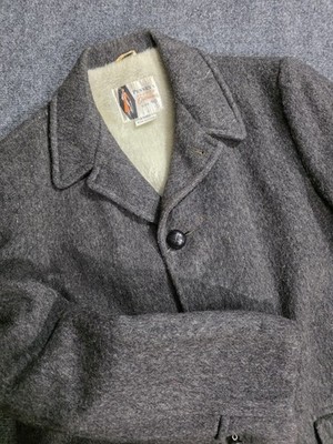 1950s 1960s Penneys Outer Wear Sports Gray Trench Coat Pile Lined True Vintage 