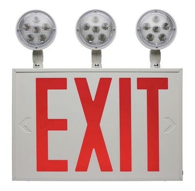 Emergi-Lite Steel LED EXIT Sign & Emergency Light Combo, Wall Mount Brackets