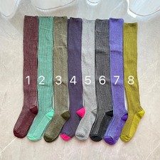 Pop hot mixed color stripes knit Women's stockings