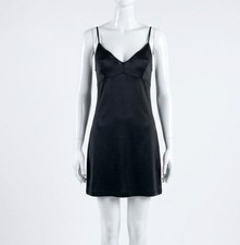 Zimmermann Women Black Satin Scalloped Sleeveless Cami Mini Dress Size 3