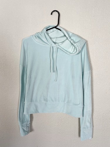 Everlast Velour Hoodie Womens L Mint Green Cowl Neck Long Sleeve Pullover