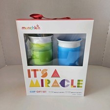 Munchkin Miracle 360 Sippy Cup Set Blue  Green 10oz 14oz Spill Proof BPA-Free
