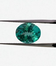 Faceted Lagoon Apatite Gemstone, Greenish Blue Oval, 4.47 TCW