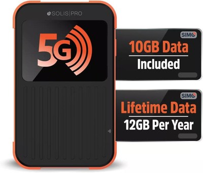 SIMO - Solis Pro 5G Mobile Hotspot and Power Bank with Lifetime Data - Black ...