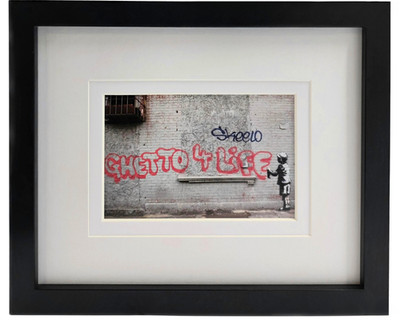 Banksy ''Ghetto 4 Life'' Framed Matted Pop Art Graffiti Print