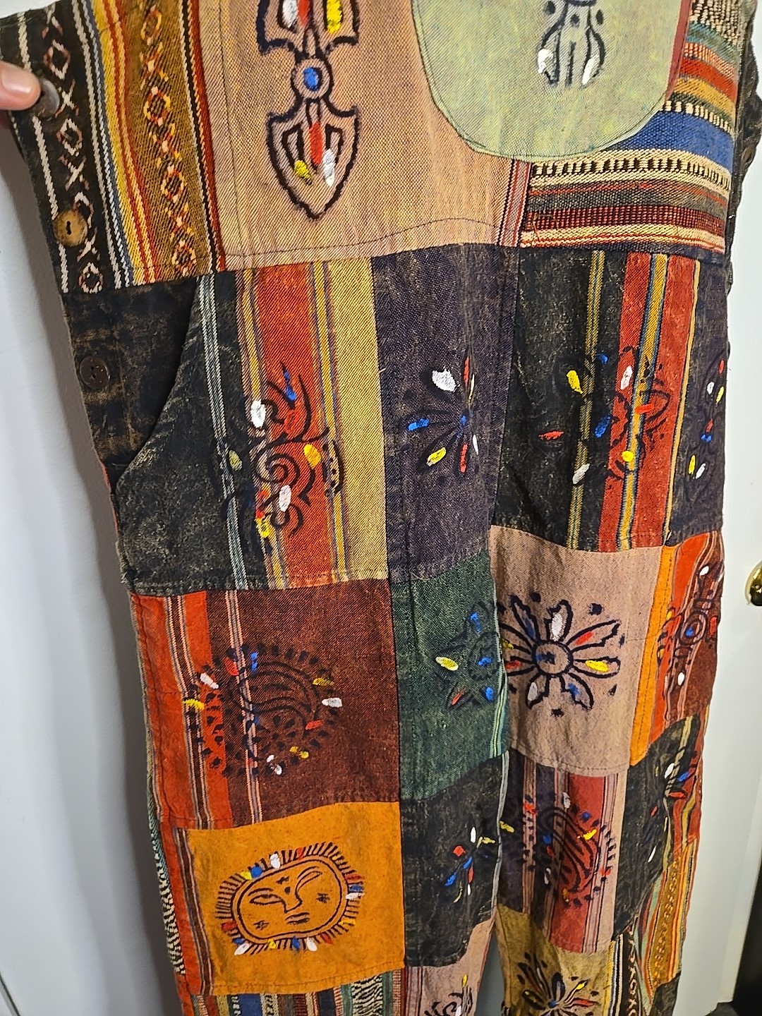 Rising International Hippie Patchwork Overalls Sz… - image 3