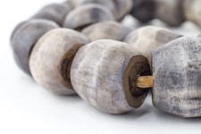 Dark Grey Kenya Bone Beads Sphere 22mm African Round Large Hole 30 Inch Strand