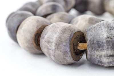 Dark Grey Kenya Bone Beads Sphere 22mm African Round Large Hole 30 Inch Strand