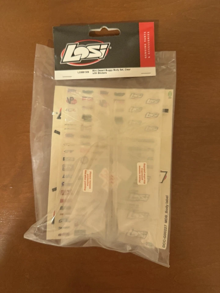 Team Losi LOSB1309 Clear Body Set w/Stickers: Mini Desert Buggy Vintage NOS NIP - Image 1 of 1