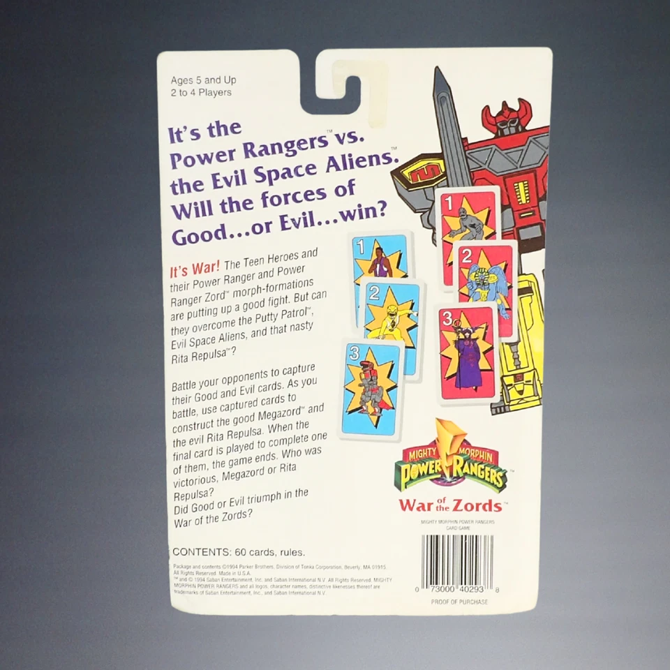 VINTAGE 1994 PARKER BROTHERS POWER RANGERS WAR OF THE ZORDS CARD GAME #40293 - Image 2 of 3