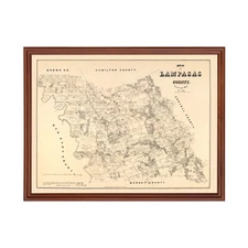 Old Map of Lampasas County, TX 1879 - Vintage Texas Art
