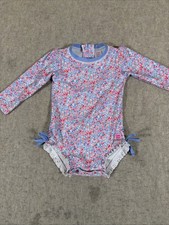 Ruffle Butts Sparkle Shimmer On Long Sleeve One Piece Rash Guard Swimsuit 18-24