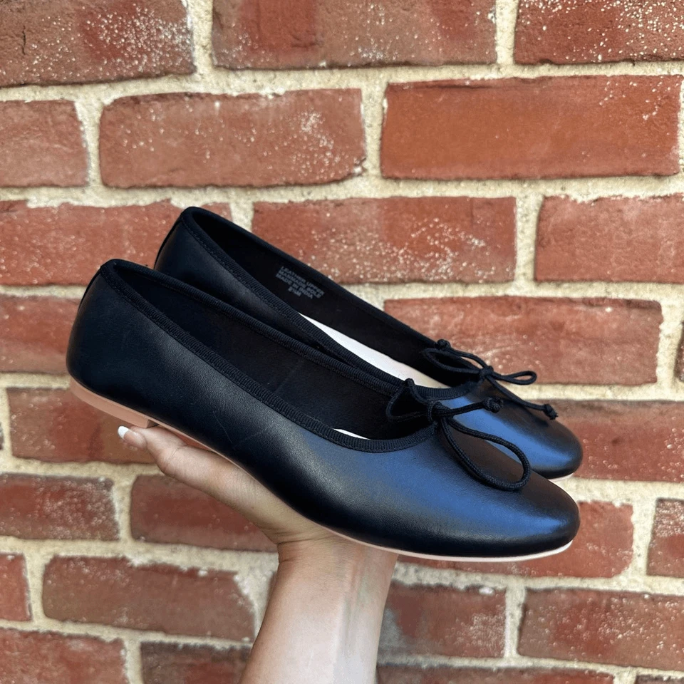 Ann Taylor loft женщин $148 черный кожаный бант верхний балетки 9 новый - Изображение 3 из 4