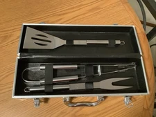 3 Piece BBQ Set Stainless Steel Outdoor Grill Tools Set Aluminum Case