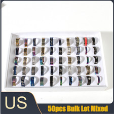 50x Bulk Lot Mixed STAINLESS STEEL Rings woen's Fashion Wedding Ring Wholesale