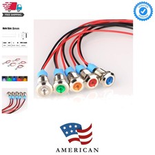 5pcs 8mm LED Metal Indicator Light AC/DC 12-24V Waterproof Signal Lamp Pilot ...