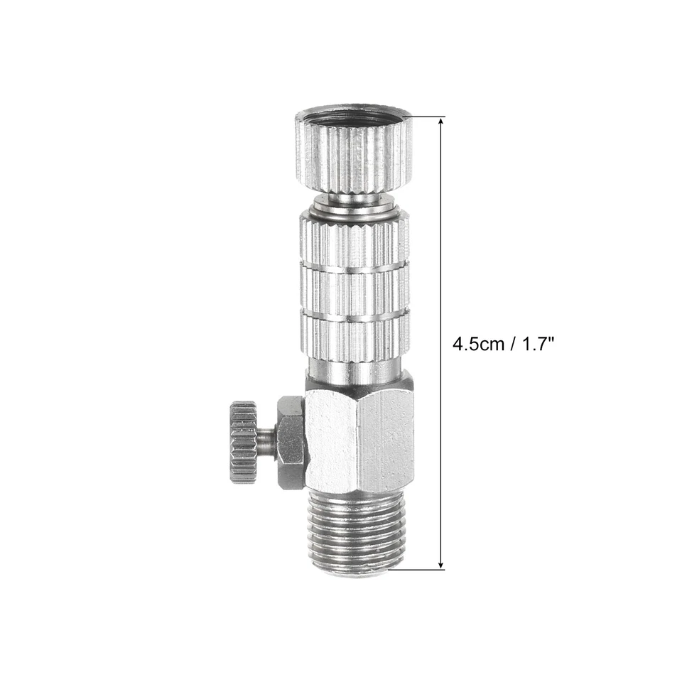 1/8 Air Brush Connector Adapter, 2pcs Connect with Airflow Control Valve, Silver Foto 2 de 4