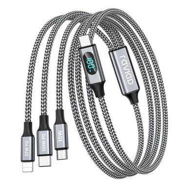 RAVIAD 100W USB C auf Multi Ladekabel [2M] Ladekabel 3 in 1 Schnellladekabel mit