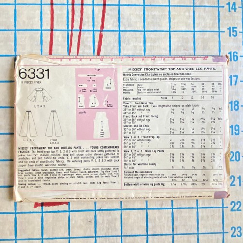 Womens Uncut 1970s Wrap Top Wide Leg Pants Pattern Size 10 Simplicity 6331 - Picture 2 of 3