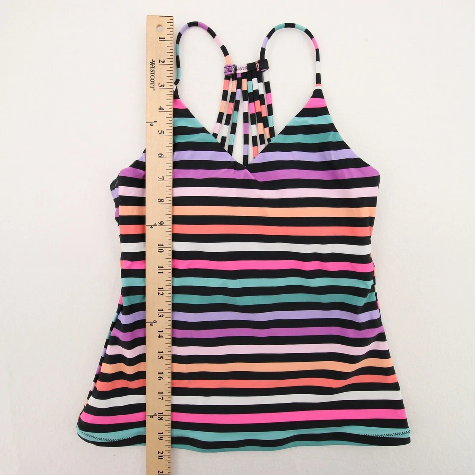 Raisins Tankini Swim Top Rainbow Stripe VNeck Racerback Padded Size Small NWT - Image 4 of 4