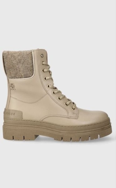 Women Tommy Hilfiger Boots Beige Leather 37