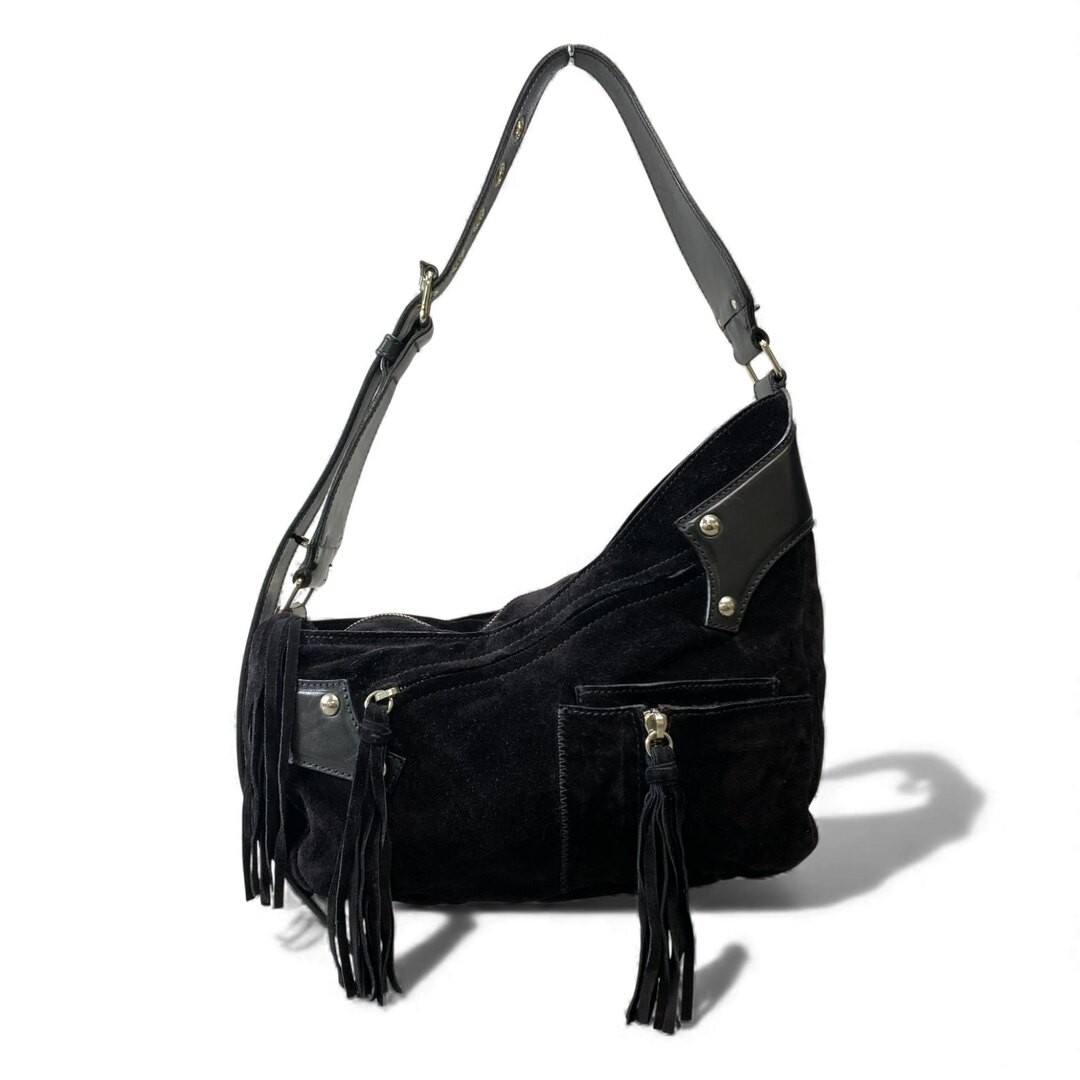 L10 Helmut Lang Archive Black Suede Leather Oneshoulder Bag Fringe