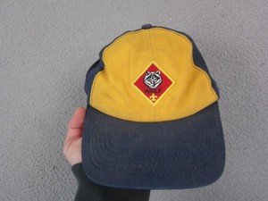 Vintage Cub Scouts Hat Cap S/M Yellow Blue Cub Scouts Wolf Rank Twill 90s