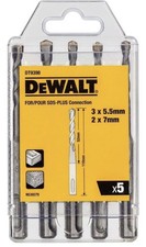 Dewalt  5 Piece SDS Plus 110mm Drill Bit Set  3 x 5.5mm & 2 x 7mm DT9398