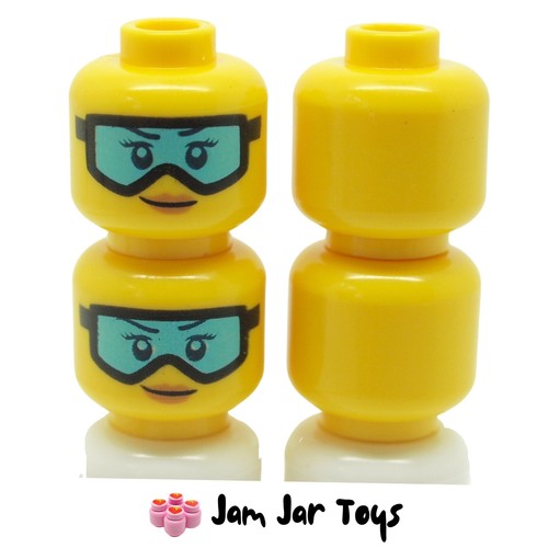 LEGO Minifigure Heads 4x NEW Snow Goggles Light Blue Lenses Arctic City FH31 - Picture 2 of 4