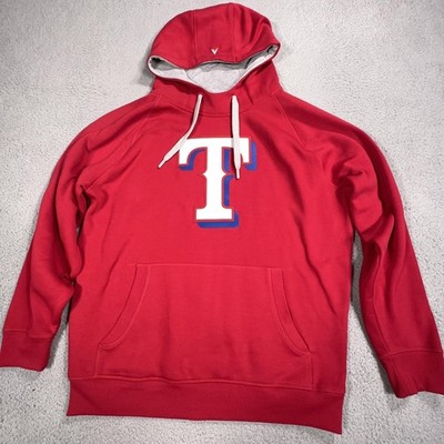 Texas Rangers Hoodie Mens Large Red MLB Antigua Pullover Fleece Sweetshirt Sewn