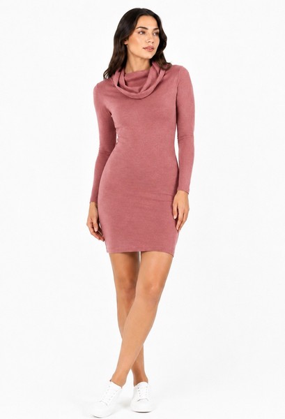 Twinset Damen Strickkleid M Altrosa Wasserfallausschnitt Langarm Bodycon-image