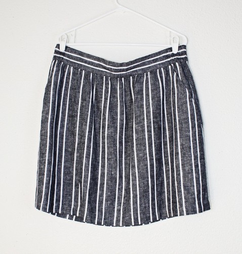 Ann Taylor, Academia Ann Taylor LOFT Outlet Skirt Sz L Gray White Stripes Linen Blend #03