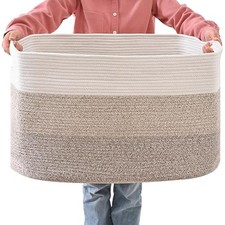 Extra Large Blanket Basket Living Room, Rectangle 25  x16  x16  Gradient Brown
