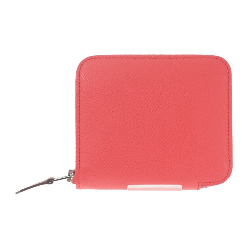 Hermes AZAP Silk in Compact Coin Case Veau Epsom Red Silver Hardware 244154