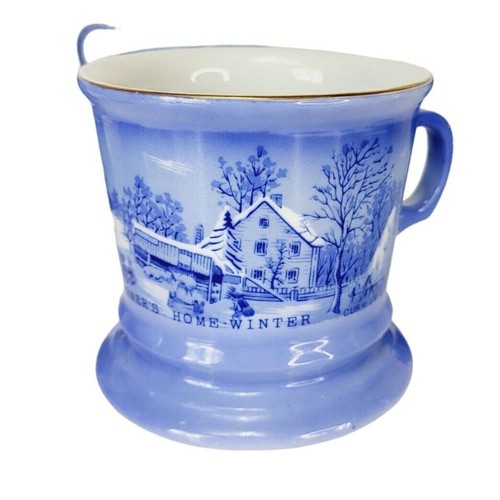 Currier & Ives Vintage Porcelain Winter Scenes Gold Trim Set of 6 Coffee Mugs - Picture 7 of 16