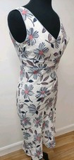 Principles Petite Linen Sundress UK8 White w Floral Design Sleeveless High Waist