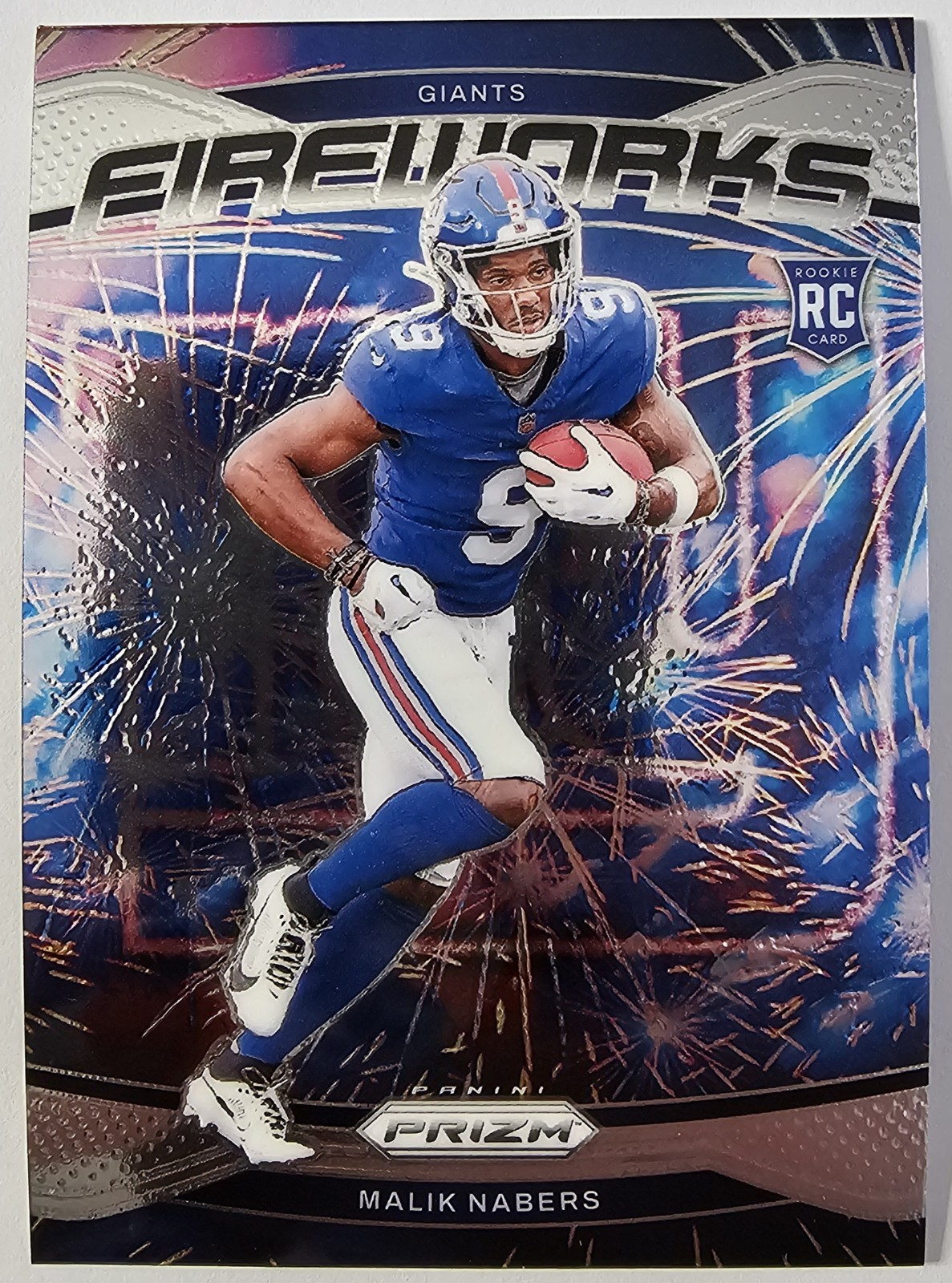 2024 Panini Prizm Malik Nabers RC Fireworks #21 New York Giants