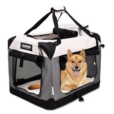 3-Door Soft Dog Crate Kennel - Folding Travel Pet Carrier, Mesh Doors, Easy Inst