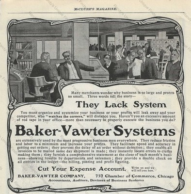 1902 Baker - Vawter Systems Print Ad Business Consulting Services Ad