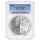 2014 $1 1-oz American Silver Eagle PCGS MS70 Blue Label