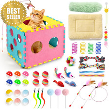41 Pcs Interactive Toys for Cats,Include Foldable Felt Pet Bed with Pillow