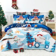 Christmas Queen Comforter Set for Girls Boys, Cute Kids Comforter with 2 Pill...