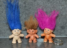 Vintage Miniature Troll Dam Things 1965  pencil  toppers inc hair 7 cms  high