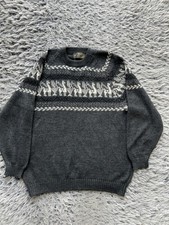 Alpaca Sweater Mens Large Gray 100 Alpaca Wool Peru Llama Fair Isle Nordic