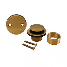 Toe Touch Bath Tub Drain Conversion Kit with 2-Hole Overflow Plate, Brushed Bron