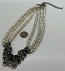 Vintage Silver Tone Multi Strand Intricate Faux Pearl Necklace 53.1g — photo 4