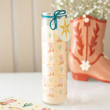 Howdy Cowboy Boot Floral Tube Candle – Western Country Home Décor Gift