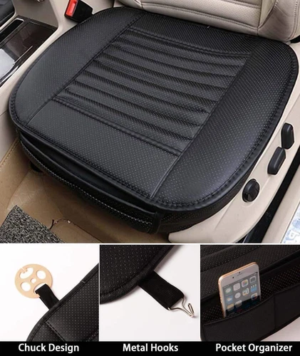 2pc Car Front Seat Cover Breathable Leather Pad Cushion Surround Protector Black - Picture 10 of 12