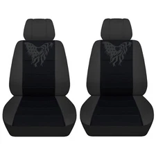 Front Seat Covers Fits 2006, 2007, 2008 Dodge Ram Black Charcoal Tattered Flag