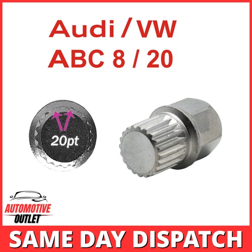 LOCKING WHEEL NUT KEY ABC 8 / 20PT SPLINE BOLT RIBS FOR AUDI SEAT SKODA VW